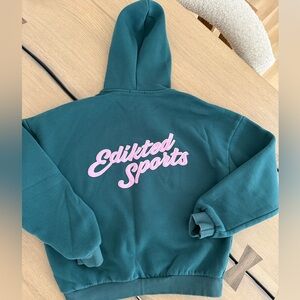 Edikted Forest Green Hoodie with pink writing 💕